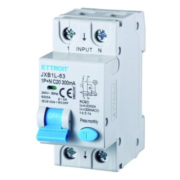 ETTROIT Differential circuit breaker 1P+N 20A 300mA 220V 6KA - JX272063