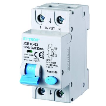 ETTROIT Differential Magnetic Thermal Switch 1P+N 20A 30mA 220V 6KA CLASS A - JX272064