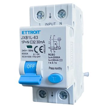 ETTROIT Differential Magnetic Thermal Switch 1P+N 32A 30mA 220V 6KA - JX273261