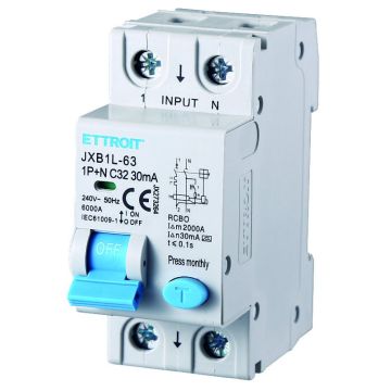 ETTROIT Differential Magnetic Thermal Switch 1P+N 32A 30mA 220V 6KA CLASS A - JX273264