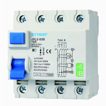 ETTROIT JX341669 Pure Differential Magnetothermic 4P 16A 30mA CURVE B 6KA AC/DC 380V