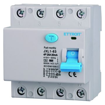 ETTROIT Pure Differential Circuit Breaker 4P 25A 30mA 380V 6KA Curve F - JX3425610