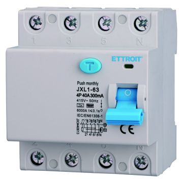 ETTROIT Pure Differential Circuit Breaker 4P 40A 300mA 380V 6KA Curve F - JX3440613