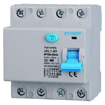 ETTROIT Pure Differential Circuit Breaker 4P 63A 30mA 380V-6KA Curve F - JX3463610