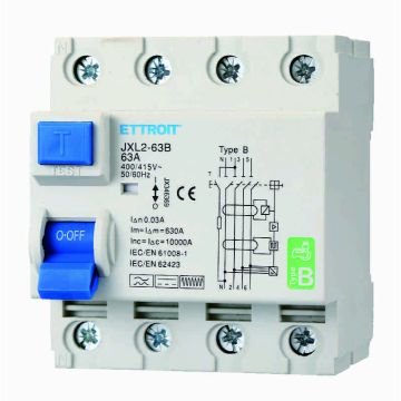 ETTROIT JX346369 Pure Differential Magnetothermic 4P 63A 30mA CURVE B 6KA AC/DC 380V