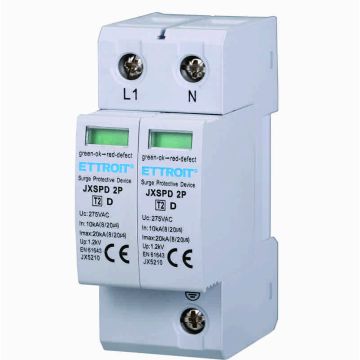 ETTROIT Surge Arrester 220V T2 2P 275V 10KA-20KA 2 DIN Modules JX5210