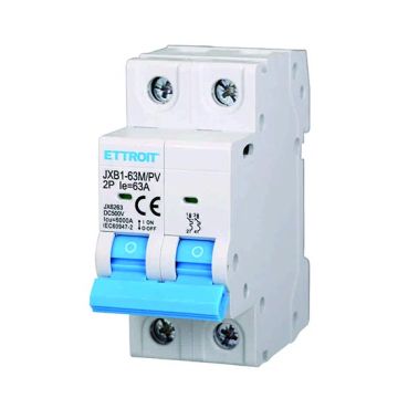 Photovoltaic Magnetic Thermal Switch 2P DC 500V 63A 6kA Occupies 2 DIN Modules Ettroit JX6263