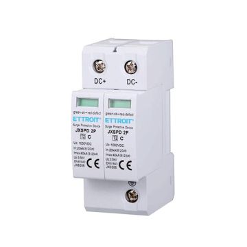 Photovoltaic surge arrester Type 2 DC low voltage 40KA 1000V 2 DIN modules Ettroit JX6286