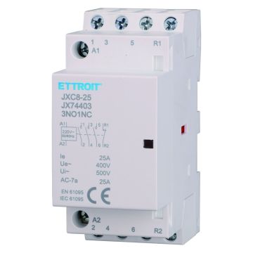 ETTROIT Modular Contactor DIN AC 4P 220V 25A 3 NO Contacts + 1 NC Contact - JX74403