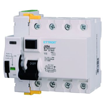 ETTROIT Automatic Reset Residual Current Circuit Breaker 4P 63A 30mA 400V 10kA - JXR4