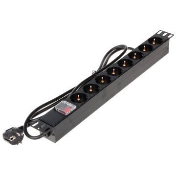19&quot; Rack Power Strip with 8 Schuko Sockets and Switch