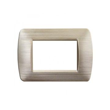 ETTROIT 3-seater plate SPACE series 3P in satin gold plastic compatible with Bticino Living Light LN85311