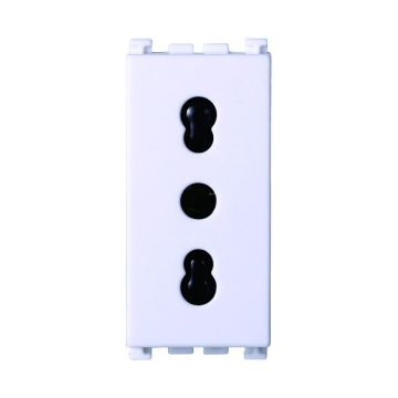 ETTROIT Bivalent 2P+T 10/16A two-way socket, white color, compatible with Vimar Arke VA2001B