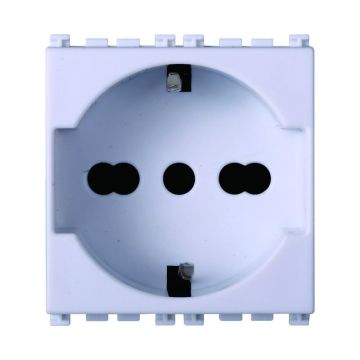 ETTROIT Schuko Socket 2P+T 16A White Color Compatible With Vimar Arke VA2102B