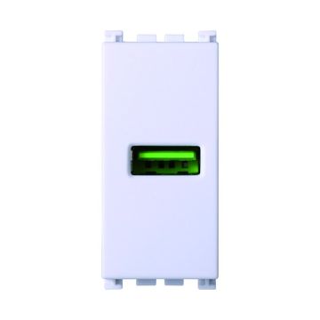 ETTROIT USB socket 5V 2.1A 1 USB-A slot WHITE color Compatible Vimar Arke VA2401B