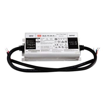 MeanWell XLG-75-24-A AC/DC LED driver transformer 74.4W 24V 3.1A 100-305V adjustable built-in potentiometer PFC function Waterproof IP67
