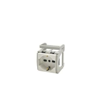 FAEG Omega Rail Adapter Socket with 2P+T 10/16 A Schuko Socket – Model FG14242