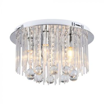 V-TAC Crystal design ceiling chandelier with E14x5 lampholders, silver color, H400xD240mm - 23359