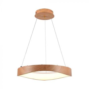 V‑TAC LED Pendant Light 25 W Ø500mm Circular Design Wood, 3000 K Light – 23364