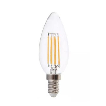 V-TAC VT-2327 LED bulb 6W E14 candle 130lm/w warm white filament 3000K - SKU 212848
