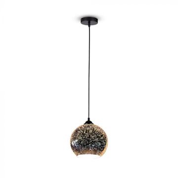 V-TAC VT-7206 Chandelier lamp holder 1mt glass 3D mirror chrome effect 1xE27 Ф200mm - SKU 40121