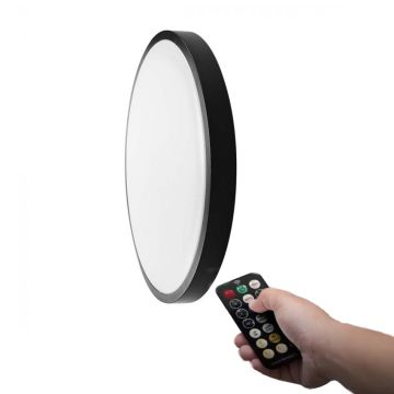 V-TAC VT-8624S 24W round LED wall ceiling light with remote control and microwave motion sensor, black body 4000K IP44 - 76701