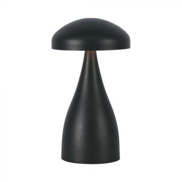V-TAC VT-1041 Rechargeable Table Lamp 1W 800mAh Battery USB C Black Metal Body Touch Dimmable 3in1 - 7895