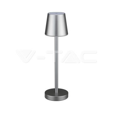 V-TAC 3W Rechargeable LED Table Lamp Battery Powered Gray USB C Touch Dimmable 3000K Indoor Restaurant Table Light IP20 - 10191