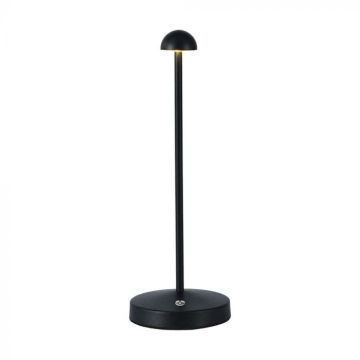 V-TAC VT-1073 LED Table Lamp 1.6W CCT 3in1 Black Color Rechargeable with USB C Touch Dimmable 105*295mm - 10328