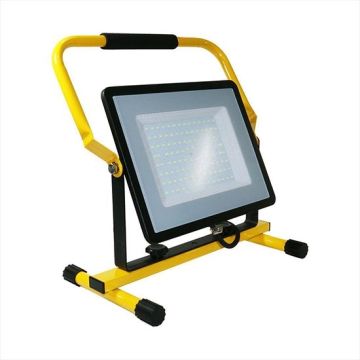 V-TAC VT-109-N 100W LED work floodlight chip samsung with Stand And EU Plug Schuko 3MT Black/yellow Body day white 4000K IP65 - SKU 2120124