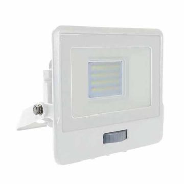 V-TAC VT-128S 20W pir sensor floodlight LED SMD chip samsung day white 4000K slim white body Inbuilt junction Box IP65 - SKU 20272