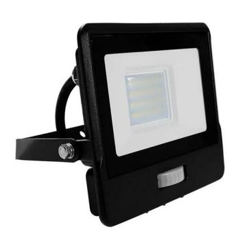V-TAC VT-128S-1 20W pir sensor floodlight LED SMD chip samsung cold white 6500K slim black body IP65 - SKU 20285
