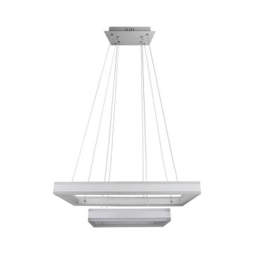 V-TAC VT-101-2D LED pendant chandelier with 2 suspended rectangles 113W in metal white color light 3000k triac dimmable - 213986