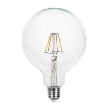 V-TAC VT-2143 Led bulb globe transparent filament 12W E27 G125 cold white 6500K - SKU 217455
