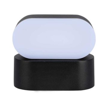 V-TAC VT-816 6W adjustable oval LED wall lamp 120LM/W black color warm white 3000K IP65 - SKU 218288