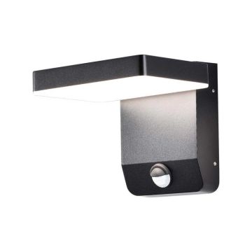 V-TAC VT-11020 led wall lamp with PIR sensor floodlight 17W 150lm/w square facade lighting black color 4000k modern design IP65 sku 2949