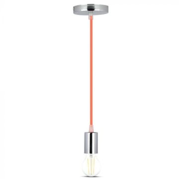 V-TAC VT-7338 Pendant Light 1MT E27 Elegant Stylish metal cup Ф39mm orange wire - SKU 3788