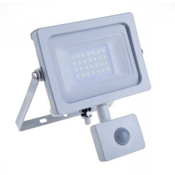 V-TAC PRO VT-30-S 30W led pir sensor floodlight SMD chip samsung day white 4000K slim white body IP65 - SKU 458
