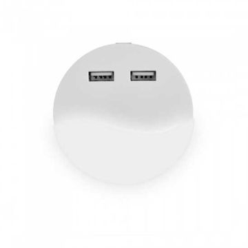 V-TAC PRO VT-84 Led night light chip samsung warm white 3000K round blanc shape with sensor Light + USB ports - sku 505