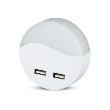 V-TAC LED Spotlight Round 0,45W Night Light with Twilight Sensor and USB White Color 60*54,5 mm 4000K IP20 - sku 506