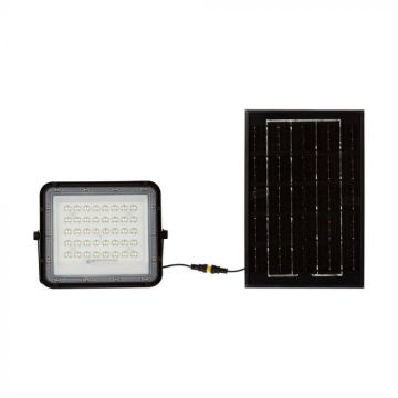 V-TAC VT-40W 6W led spotlight black with solar panel and remote control LED Floodlight with replaceable battery 4000K 3m Cable - 7822