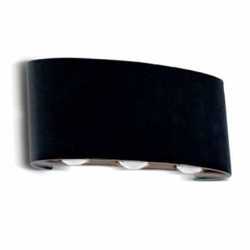 V-TAC VT-846 6W LED COB x 6pcs wall light up/down day white 4000K aluminium sand black body IP54 - SKU 8616