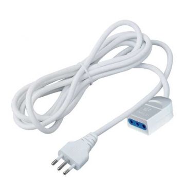 V-TAC power extension cord indoor Italian standard with 10A 2P+T plug and socket cable white 3m - sku 8729
