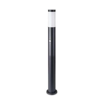 V-TAC VT-838 ground fixing Wall bollard lamp 80cm with PIR sensor stainless steel black body IP44 holder 1xE27 - sku 8984