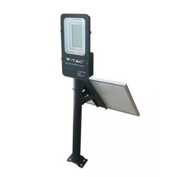 V-TAC VT-ST-200 50W self-powered black LED street light with solar panel and remote control 6000K IP65 – sku 95509