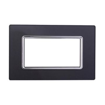 Ettroit Bticino Livinglight compatible plate 4 modules graphite glass dark steel - LN84410