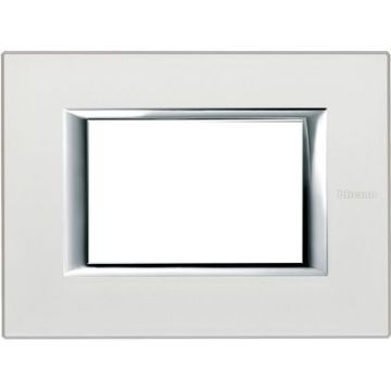 BTicino Axolute 3-Module Rectangular Plate, Silver Metal – SKU HA4803SAN