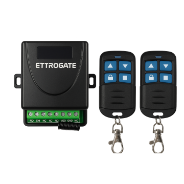 ETTROGATE Universal 2-channel radio kit for gate automation / lights / irrigation / curtains with 2 remote controls 433mhz IP20 ET6001