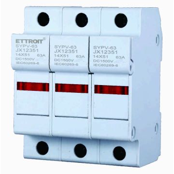 ETTROIT DC Photovoltaic Modular Fuse Holder 3P 3M D14X51mm 63A DC 1000V IP20 IEC60269-6 JX12351