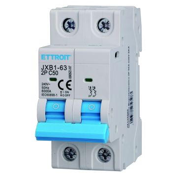 ETTROIT Circuit Breaker 2P C50 50A 6kA IEC60898-1 JX125060